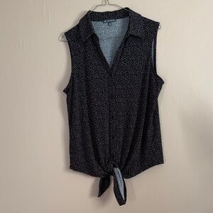 Adrianna Papell Black Sleeveless Tie-Front Blouse